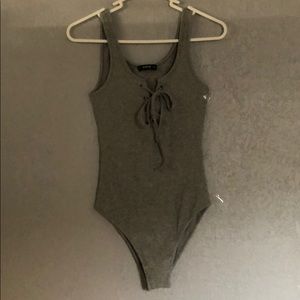 Gray bodysuit top